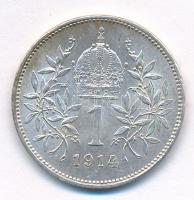 Ausztria 1914. 1K Ag "Ferenc József" T:1- patina Austria 1914. Corona Ag "Franz Josep...