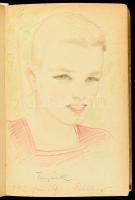 1942-1952 Róna Emy (1904-1988) grafikusművész vázlatfüzete könyvként bekötve, több mint 200 rajzzal,...