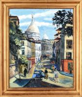 Baráth Pál (1950-): Sacré Coeur-bazilika kupolái. Párizs. Olaj, farost. Keretben. Jelzett. 56x46cm