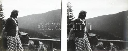 cca 1934 Sztereo üvegnegatívok: vegyesen vidéki települések, emberek, épületek, enteriőr 25 db Benne...