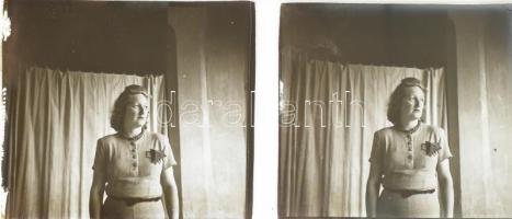 cca 1934 Sztereo üvegnegatívok: vegyesen vidéki települések, emberek, épületek, enteriőr 25 db Benne...