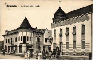 1916 Beregszász, Berehove, Berehovo; Andrássy utca. MÁV levelezőlapárusítás 3576. / street view (EK)