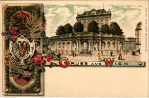 Wien, Vienna, Bécs; Albrechtbrunnen. Schneider & Lux No. 854. Art Nouveau, floral, litho
