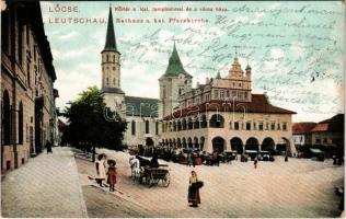 1905 Lőcse, Levoca; Körtér, Katolikus templom, Városháza, piac. Feitzinger Ede No. 947. / square, Catholic church, town hall, market (EK)