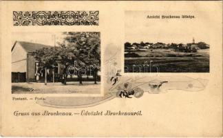 1909 Hidasliget, Bruckenau, Pischia; posta / Postamt / post office. Art Nouveau, floral