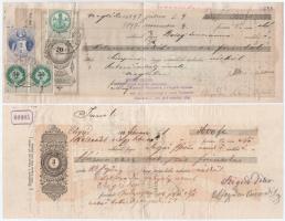 Cegléd 1880-1897. Czeglédi Népbank Részvény Társaság váltó bélyegzéssel, okmánybélyegekkel (2x) T:III