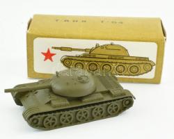 Szovjet fém tank modell, eredeti dobozában, sérült, széteső állapotban, 11 cm