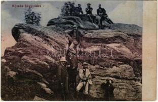 1912 Felsőbánya, Baia Sprie; Rózsás hegycsúcs turistákkal. Dácsek Péter kiadása / mountain peak with hikers (EB)