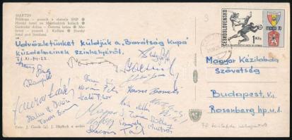 1971 Férfi kézilabda válogatott tagjainak aláírása képeslapon