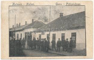 1928 Halmi, Halmeu; Gara / Pályaudvar, vasútállomás. Tip. Friedman nyomda / railway station (EB)