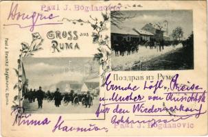 1899 (Vorläufer) Árpatarló, Ruma; utcaképek télen. Paul & Branko Bogdanovic / winter streets. floral (EK)
