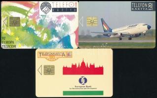 1992 MATÁV 3 db klf első magyar S telefonkártya, csak 8-10-20 000 példányos, jó állapotban