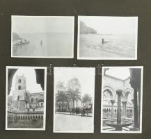 cca 1920-1930 Utazás Európában Abbázia, olasz, francia, stb országok, feliratozva Fotóalbum díszköté...