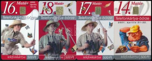 2001-2003 MATÁV 4 db klf telefonkártya-börze, benne 2 db 5000 és 2 db 10000 példányos, jó állapotban