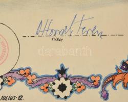 1959 Bp., a Budapesti Kerékpáros Szövetség által kiállított, kézzel rajzolt, grafikus oklevél, az Új...