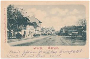 1900 Brassó, Kronstadt, Brasov; Altstadt / Ó-Brassó, utca, sörcsarnok. Julius Müller utóda kiadása / old town, street view, beer hall (EK)