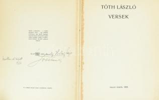 Tóth László: Versek. Bp., 1923, Pallas, 104 p. Kiadói papírkötés, sérült, szétvált borítóval és köté...