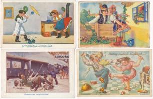 10 db RÉGI motívum képeslap vegyes minőségben: humor / 10 pre-1945 motive postcards in mixed quality: humour