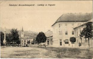 1917 Breznóbánya, Brezno nad Hronom; látkép és vigadó, tér, templom / redoute, square, church (EK)