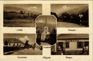 1944 Majszin, Moisei; látkép, utca, út, templom, Hangya Szövetkezet üzlete / general view, street view, church, cooperative shop