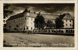 1929 Érsekújvár, Nové Zámky; Tisztviselő palota, J. Vajda reklám / Úradnicky dom / officers palace. photo