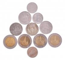 Thaiföld 11db-os vegyes érme tétel, mind különféle évjárat vagy névérték T:2 Thailand 11pcs of mixed coin lot, all different denominations or years of issues C:XF