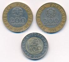 Portugália 1991-1992. 200Esc (2xklf) + 2000. 100Esc T:1-,2 Portugal 1991-1992. 200 Escudos (2xdiff) + 2000. 100 Escudos C:AU,XF