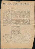 1921 Nimm und lies und gib es deinem Nachbar! Soproni népszavazás, német nyelvű propaganda nyomtatvány Magyarország mellett, gyűrődéssel, szakadt, 28x21 cm