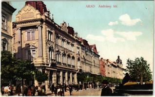 1915 Arad, Andrássy tér, Rónai A. János központi szállodája / square, hotel