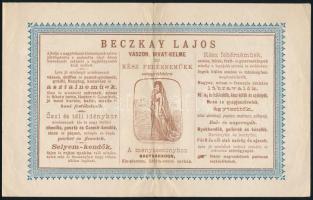 1891 Nagyvárad, Beczkay Lajos vászon, divat-kelme és kész fehérneműk nagyraktárának fejléces számlája, hajtott