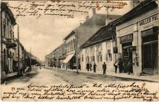 1906 Kaposvár, Fő utca, Müller Pál cipész, Fenyvesi Béla üzlete és saját kiadása (EB)