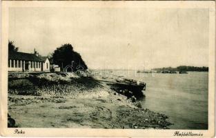 1927 Paks, Hajóállomás, hajómalom. Rosenbaum Miksa M. kiadása / floating ship mill (boat mill) (ragasztónyomok / glue marks)