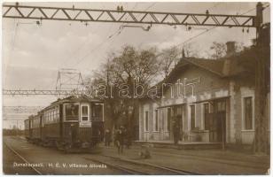 1927 Dunaharaszti, HÉV (Helyiérdekű Vasút) villamos állomás, vasútállomás. Hangya szövetkezet kiadása (szakadás / tear)