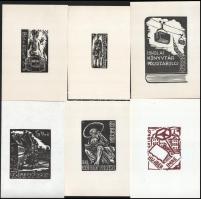 14 db klf ex libris klf technikák + 1 kiállítási katalógus és meghívó