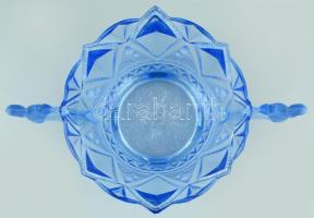 Brockwitz mókusos üveg kínáló tál, Formába préselt. Jelzett. 42x23 cm
