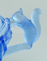 Brockwitz mókusos üveg kínáló tál, Formába préselt. Jelzett. 42x23 cm