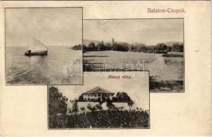 Csopak, Balaton-Csopak; Manci villa, vitorlás, látkép (r)