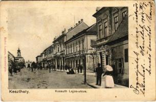 1904 Keszthely, Kossuth Lajos utca, üzletek. Nádai Ignác kiadása (EK)