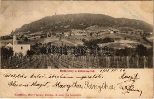 1900 Badacsony, Kőkereszt, kápolna, szőlő. Mérei Ignác kiadása (EK)
