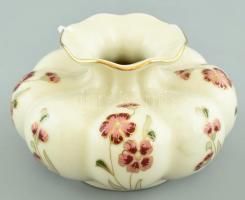 Zsolnay pillangó mintás váza, kézzel festett, jelzett, hibátlan, m: 7 cm