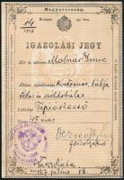 1917 Igazolási jegy tápiószecsői kintornás részére