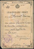 1917 Igazolási jegy nagykátai planétahuszár és karika céldobáltató részére