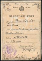 1917 Igazolási jegy nagykátai kintornás, planétahuszár és karika céldobáltató részére