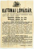 1896 Katonai Lóvásár nagyméretű plakája 49x58 cm. hajtogatva