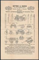 cca 1890 Geittner és Rausch tűzoltószerek illusztrált reklám nyomtatvány