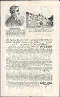 1925 A nagyenyedi Bethlen kollégium megmentésére felhívó képes, angol nyelvű nyomtatvány protestánsok részére 4p.