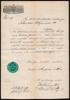 1876 Szabadka 1848-49-iki honvédmenház bizottmányának köszönő levele pecsétbélyeggel