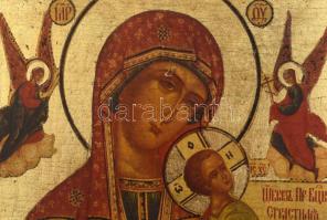 Ikon másolat, Stella Miklós: Isten Annyja Gyermekével 18. sz. Oroszország. Vegyes technika, fa. 26,5...