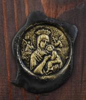 Ikon másolat, Stella Miklós: Isten Annyja Gyermekével 18. sz. Oroszország. Vegyes technika, fa. 26,5...