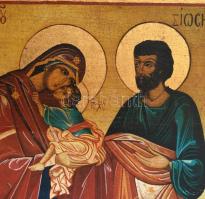 Oktató ikon másolat, A Szent család 19. sz. Görögország. Vegyes technika, fa. 28x18cm